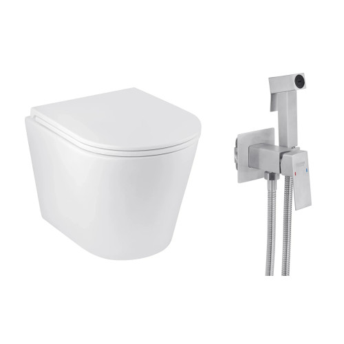 Набор 2в1 унитаз Kroner Armada WHI513636 + гигиенический душ Kroner KRP Edelstahl Kubus - ESG053