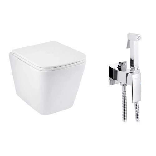 Набір 2в1 унітаз Kroner Eifel WHI493436 + гігієнічний душ Kroner KRP Bidet - C083