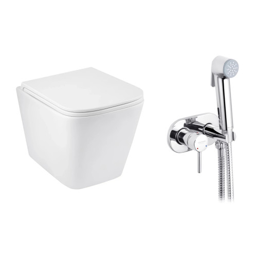 Набір 2в1 унітаз Kroner Eifel WHI493436 + гігієнічний душ Kroner KRP Bidet - C086