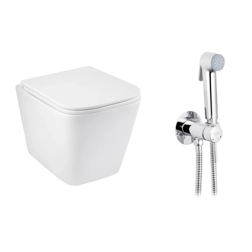 Набор 2в1 унитаз Kroner Eifel WHI493436 + гигиенический душ Kroner KRP Bidet - C082