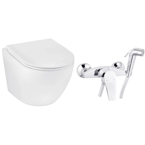 Набор 2в1 унитаз Kroner Harz WHI493736 + гигиенический душ Kroner KRP Enzo - C052