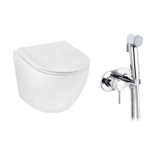 Набор 2в1 унитаз Kroner Harz WHI493736 + гигиенический душ Kroner KRP Bidet - C086