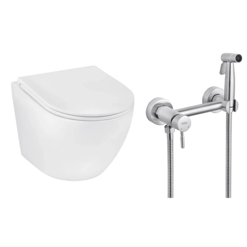 Набор 2в1 унитаз Kroner Harz WHI493736 + гигиенический душ Kroner KRP Edelstahl Klassisch - ESG052