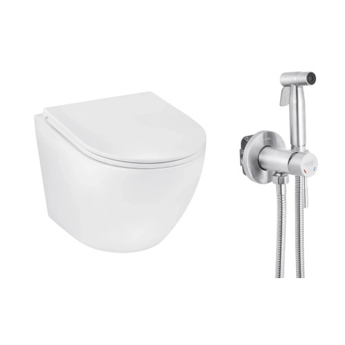 Набор 2в1 унитаз Kroner Harz WHI493736 + гигиенический душ Kroner KRP Edelstahl Klassisch - ESG053