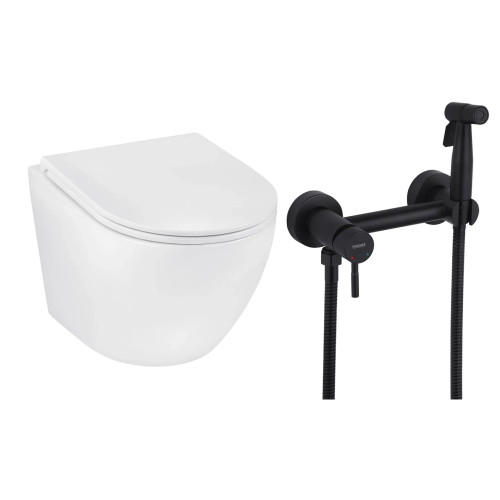 Набор 2в1 унитаз Kroner Harz WHI493736 + гигиенический душ Kroner KRP Edelstahl Klassisch - SCH052