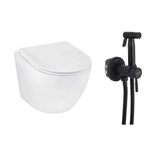 Набор 2в1 унитаз Kroner Harz WHI493736 + гигиенический душ Kroner KRP Edelstahl Klassisch - SCH053