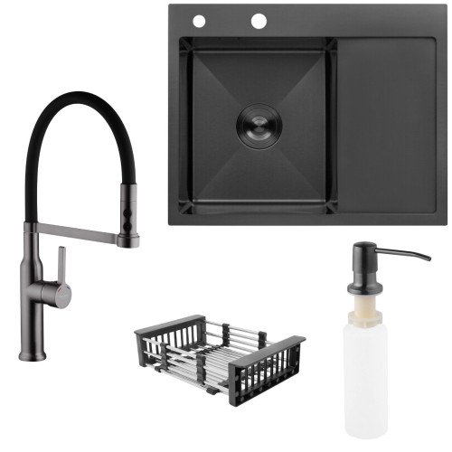 Набір 3в1 Kroner KRP Schwarze - 6350LHM PVD + Kroner KRP Ersel - GRP03112BLK + Kroner KRP Spender - 026