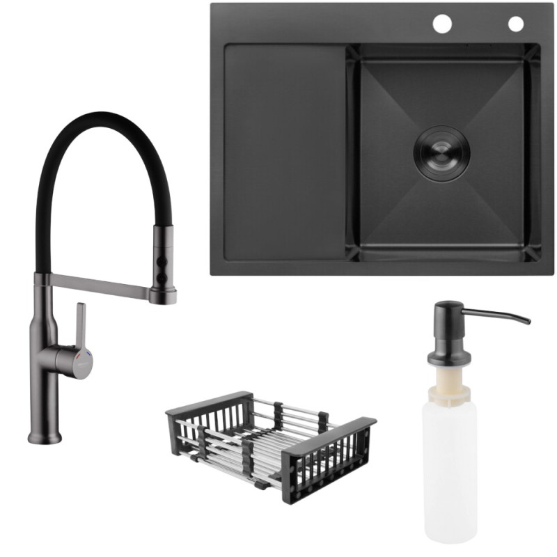 Набор 3в1 Kroner KRP Schwarze - 6350RHM PVD + Kroner KRP Ersel - GRP03112BLK + Kroner KRP Spender - 026