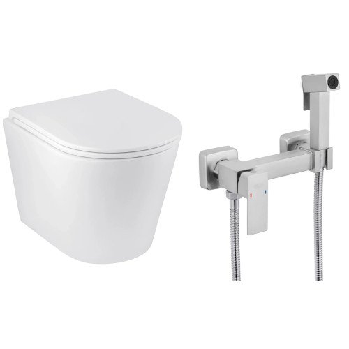 Набор 2в1 унитаз Kroner Armada WHI513636 + гигиенический душ Kroner KRP Edelstahl Kubus - ESG052