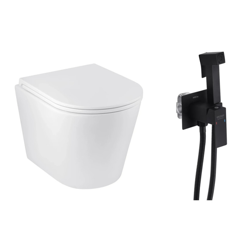 Набор 2в1 унитаз Kroner Armada WHI513636 + гигиенический душ Kroner KRP Edelstahl Kubus - SCH053