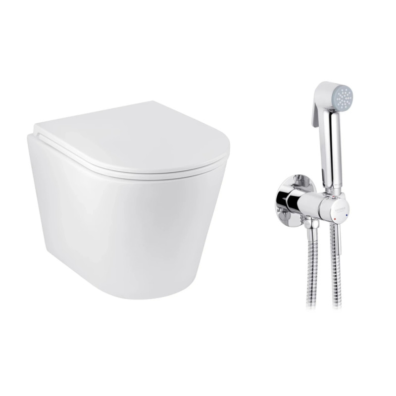 Набор 2в1 унитаз Kroner Armada WHI513636 + гигиенический душ Kroner KRP Bidet - C082