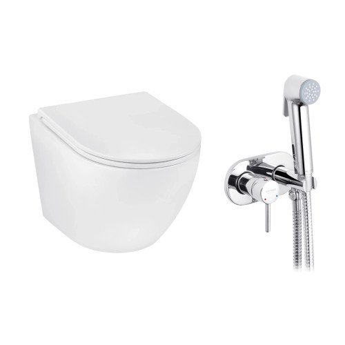 Набор 2в1 унитаз Kroner Harz WHI493736 + гигиенический душ Kroner KRP Bidet - C086