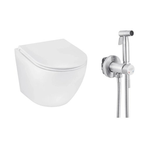 Набор 2в1 унитаз Kroner Harz WHI493736 + гигиенический душ Kroner KRP Edelstahl Klassisch - ESG053